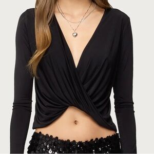 Edikted draped V- neck long sleeved top